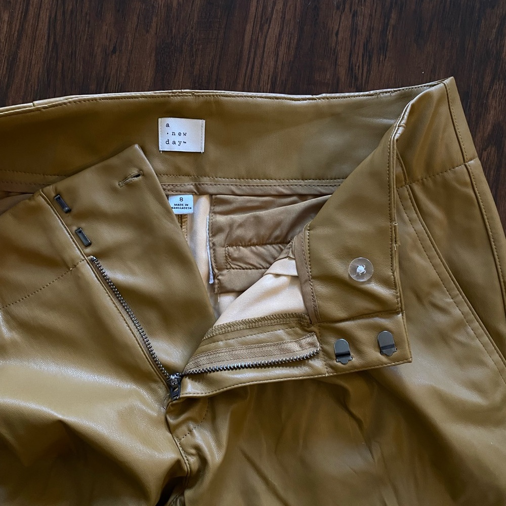Faux leather straight leg pants